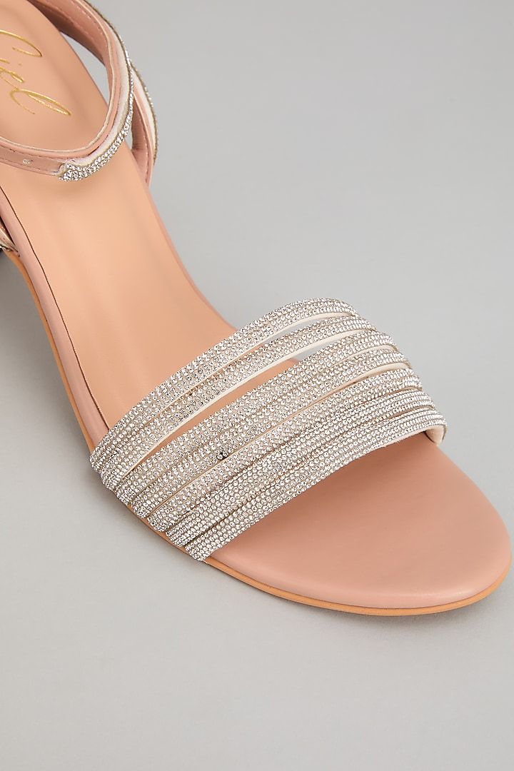 Dusty Pink Art Leather Rhinestone Embellished Heels by Cielbyak at Pernia's Pop Up Shop