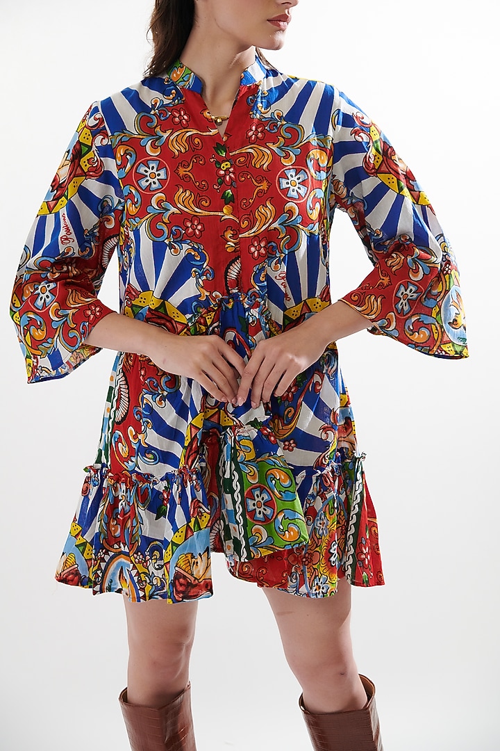 Multi-Colored Cotton Printed Summer Shirt Dress by Cin Cin at Pernia's Pop Up Shop