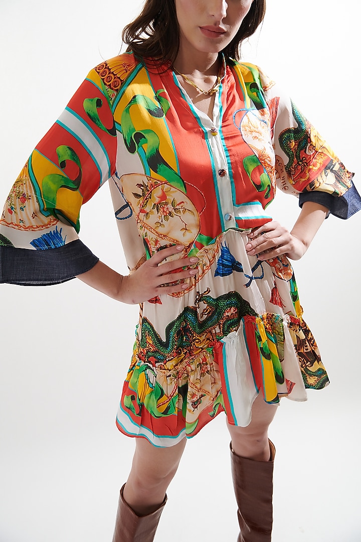 Multi-Colored Silk Printed Summer Dress by Cin Cin at Pernia's Pop Up Shop