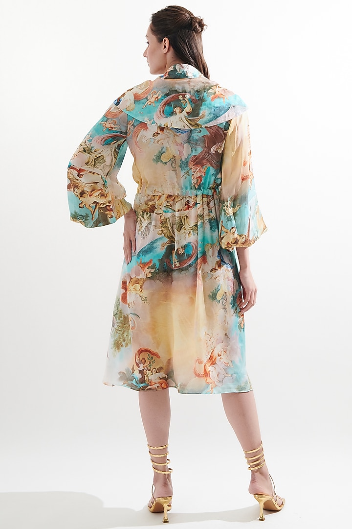 Multi-Colored Silk Printed & Embroidered Summer Dress by Cin Cin at Pernia's Pop Up Shop