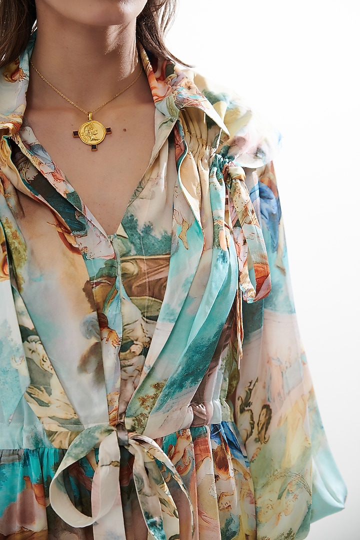 Multi-Colored Silk Printed & Embroidered Summer Dress by Cin Cin at Pernia's Pop Up Shop
