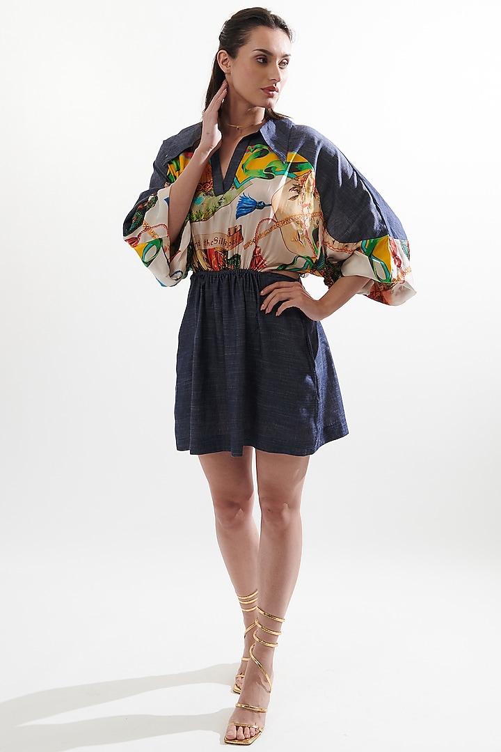 Multi-Colored Silk Printed Dress by Cin Cin