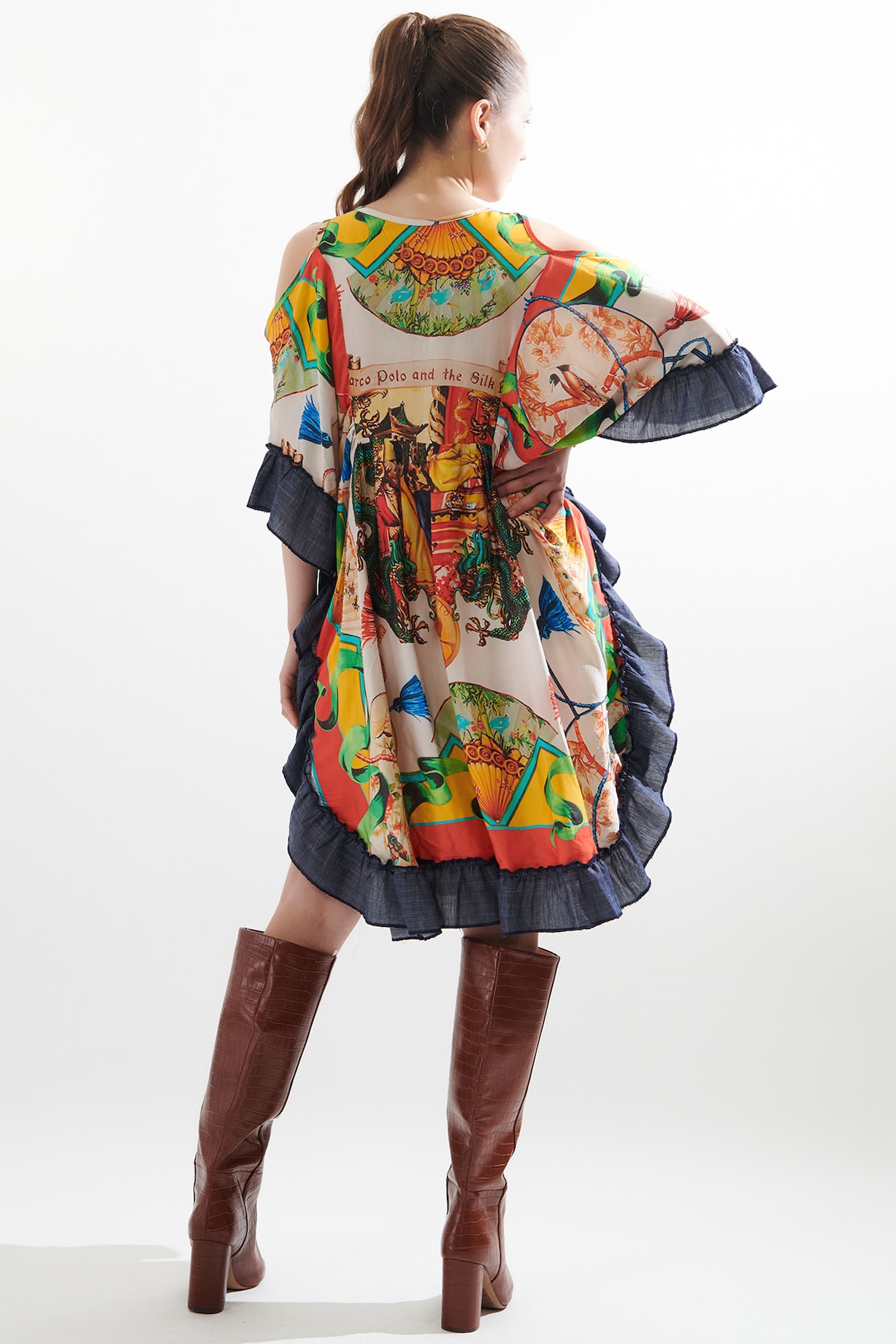 Women Printed Multi-Color Silk Kaftan For Womens