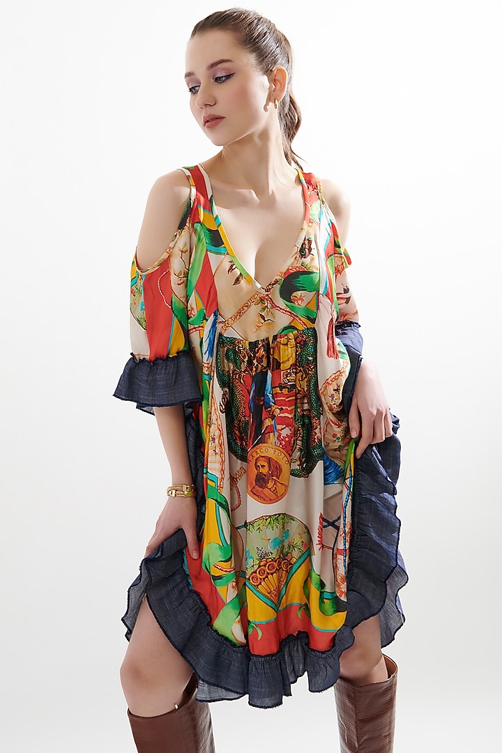 Multi-Colored Silk Printed Kaftan by Cin Cin at Pernia's Pop Up Shop