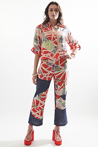 Multi-Colored Silk Printed Co-Ord Set by Cin Cin