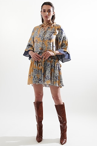 Multi-Colored Silk Printed Dress by Cin Cin