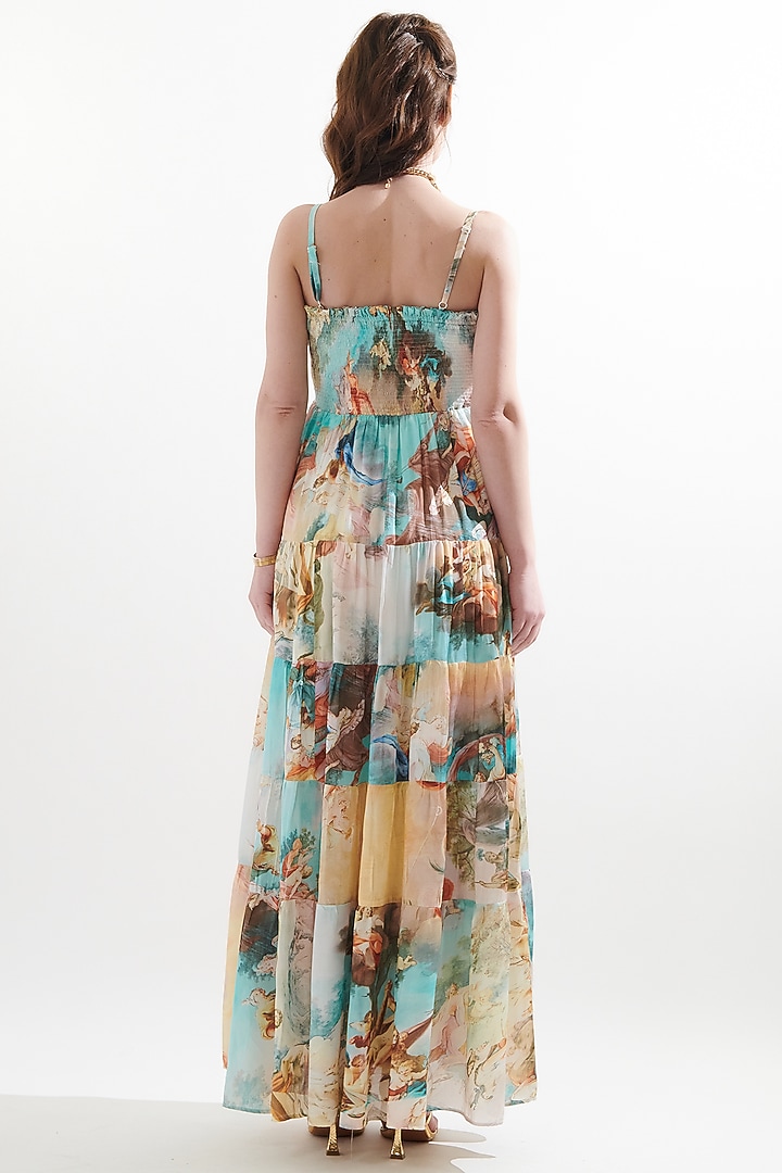 Multi-Colored Satin Printed Summer Dress by Cin Cin at Pernia's Pop Up Shop