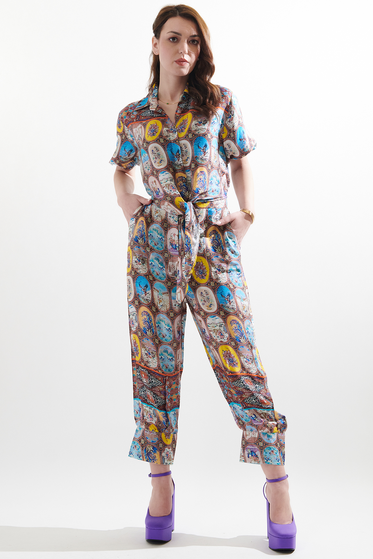 Multi-Colored Silk Printed Co-Ord Set by Cin Cin at Pernia's Pop Up Shop
