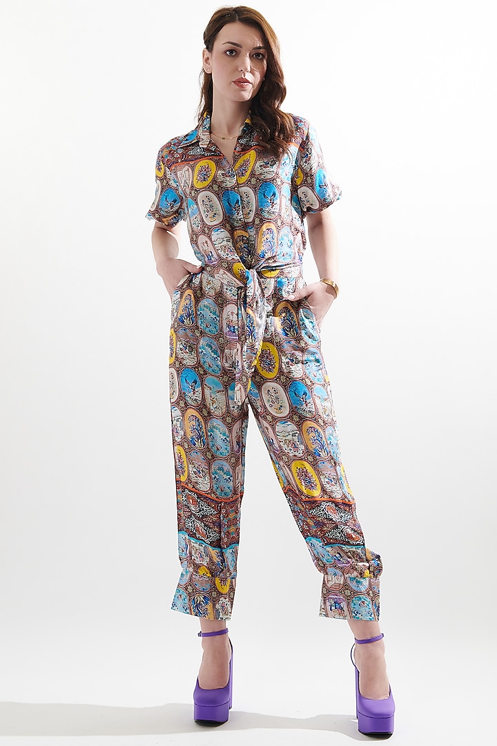 Multi-Colored Silk Printed Co-Ord Set by Cin Cin