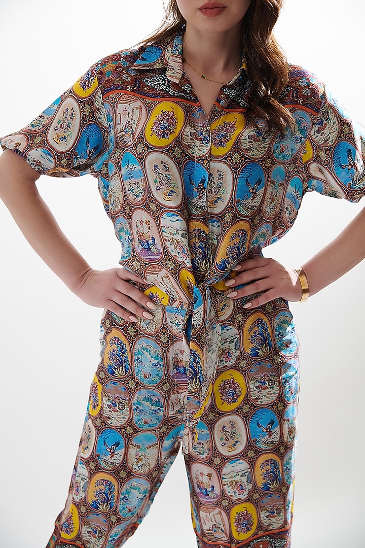 Multi-Colored Silk Printed Co-Ord Set by Cin Cin at Pernia's Pop Up Shop