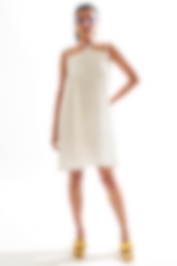 White Halter-Neck Dress by Cin Cin