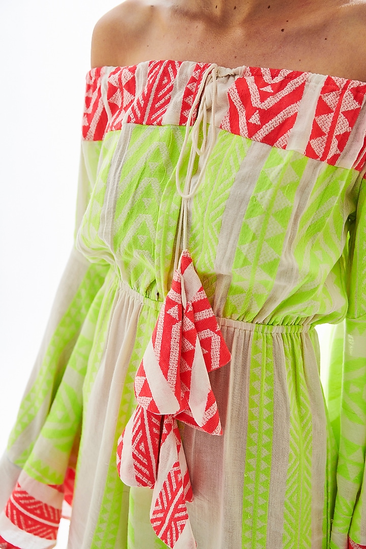 Neon Green Off-Shoulder Playsuit by Cin Cin at Pernia's Pop Up Shop