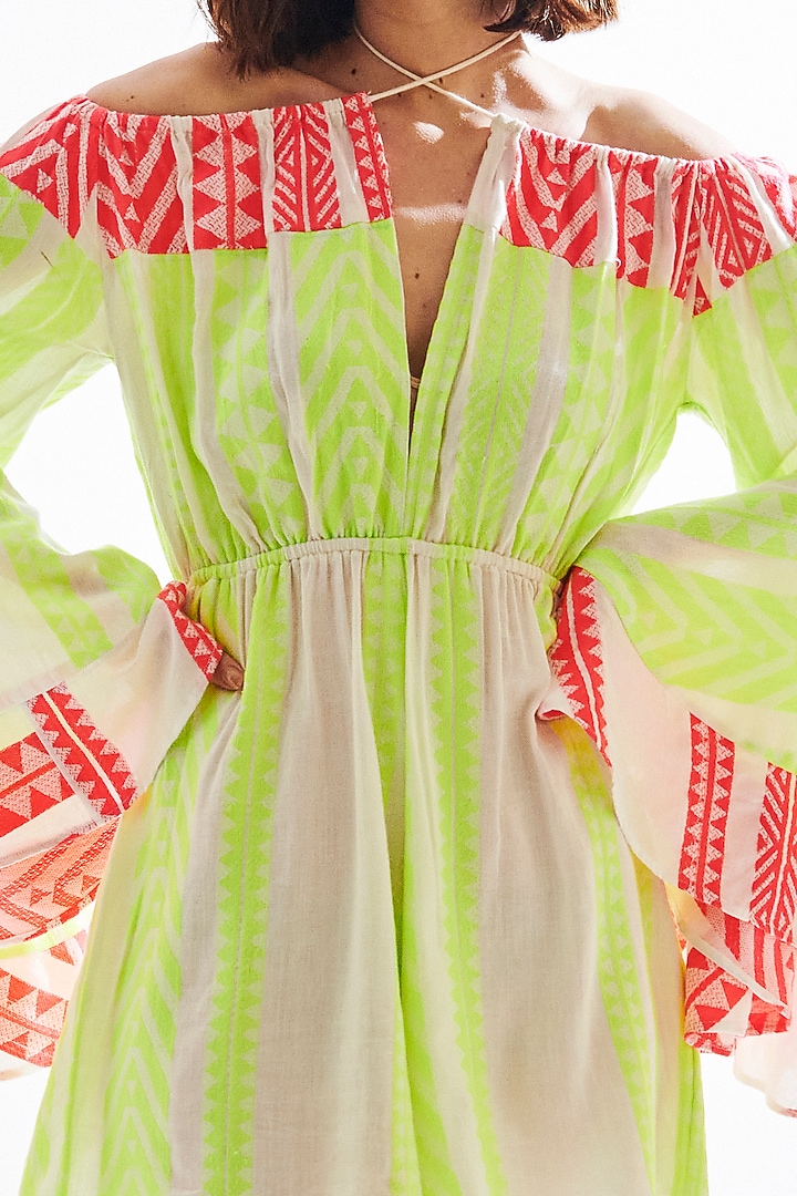 Neon Green Off-Shoulder Playsuit by Cin Cin at Pernia's Pop Up Shop