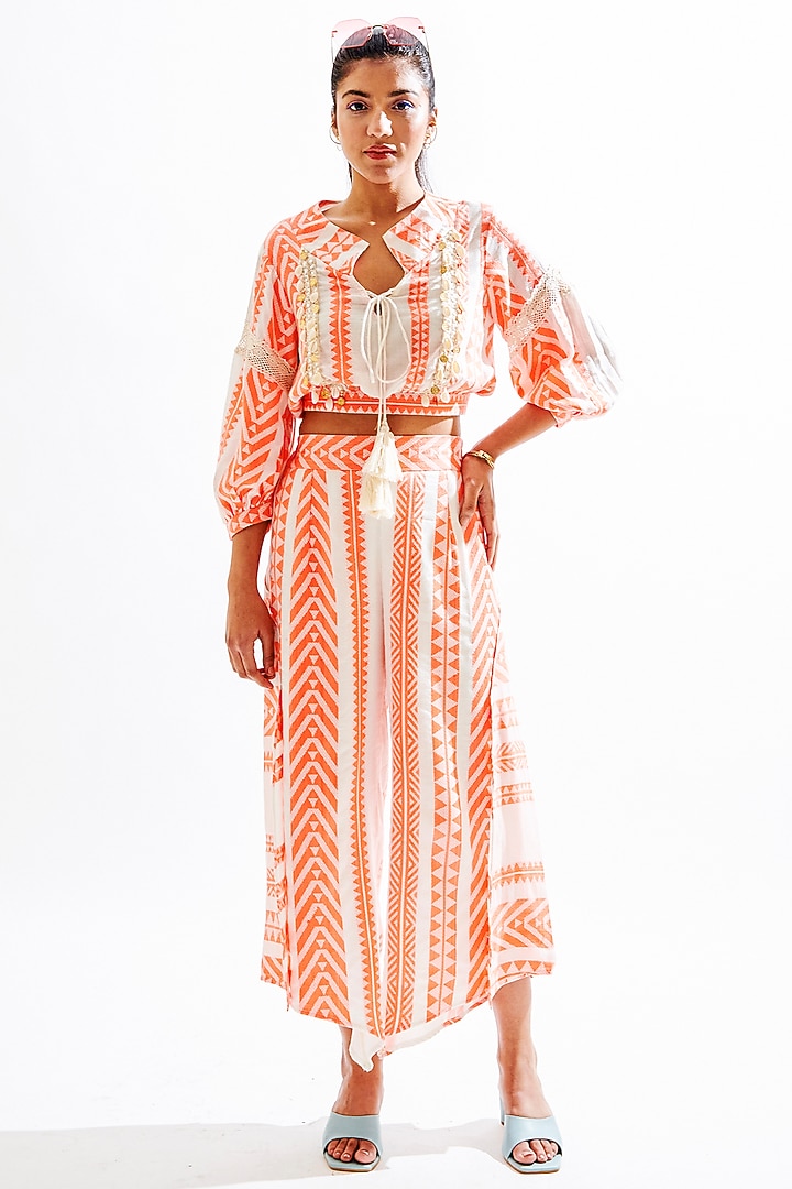 Neon Orange Printed Co-Ord Set by Cin Cin at Pernia's Pop Up Shop