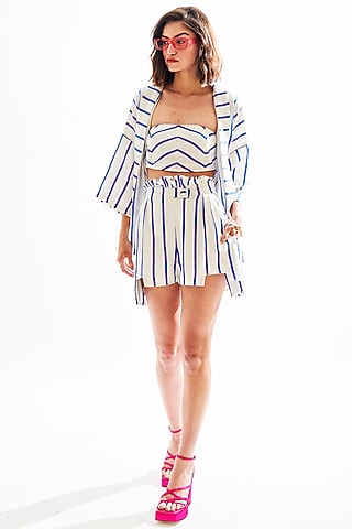 Blue & White Printed Co-Ord Set by Cin Cin