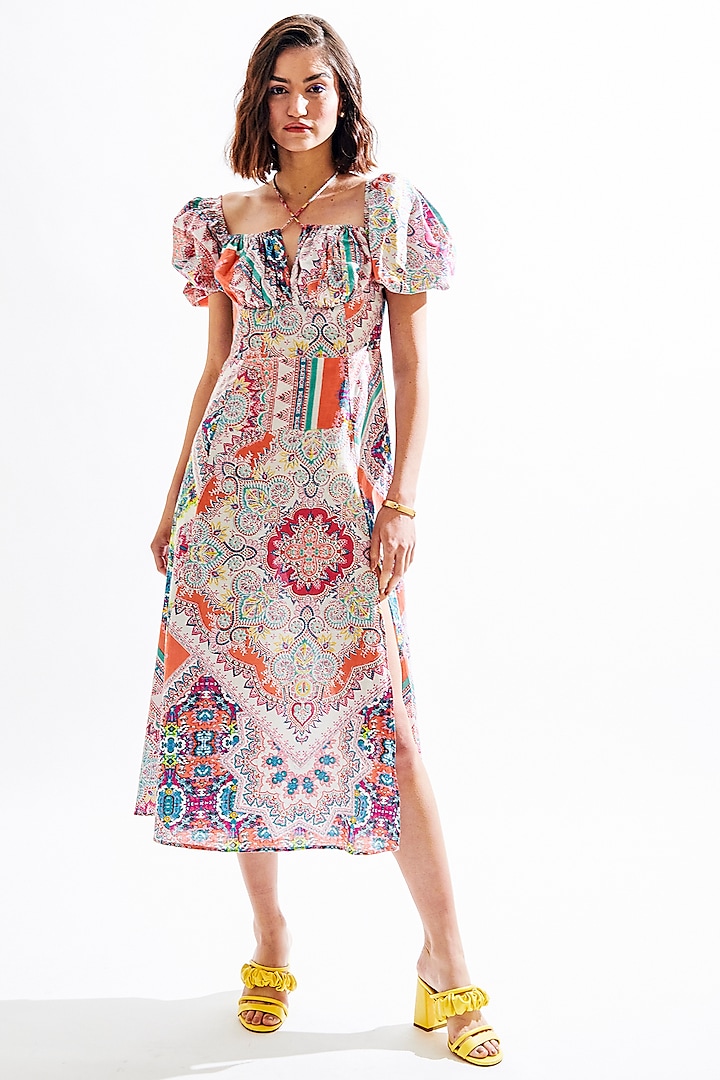 Multi-Colored Printed Dress by Cin Cin