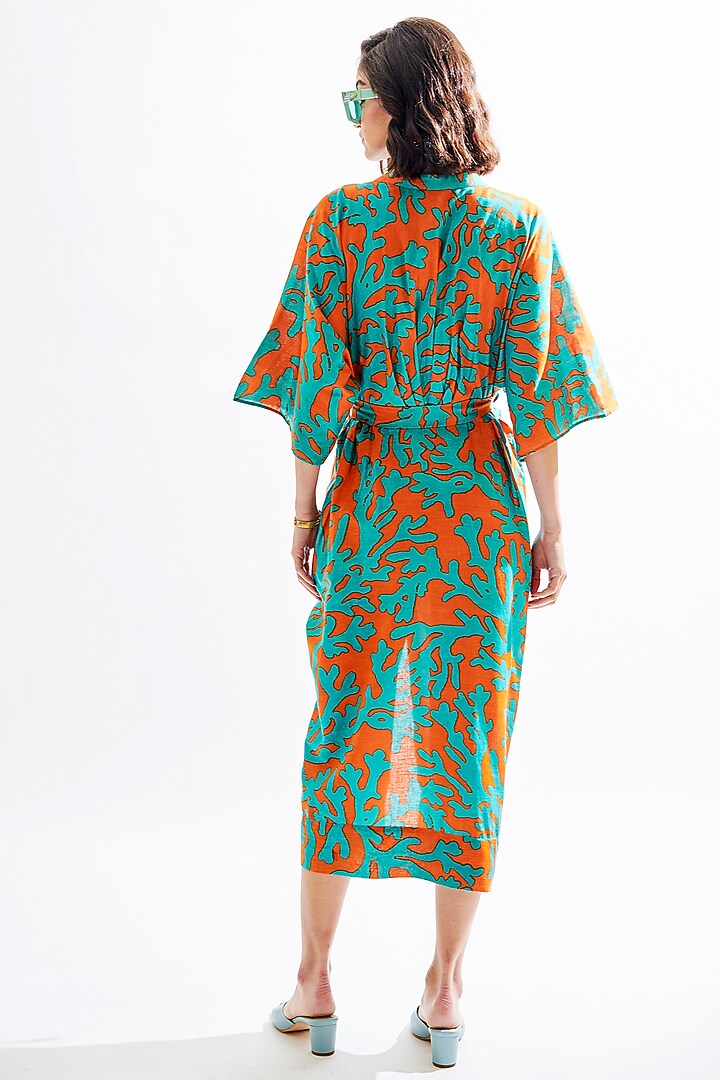 Teal Green Printed Pleated Summer Dress by Cin Cin at Pernia's Pop Up Shop
