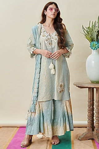 Pastel Blue Kurta Set by Cin Cin