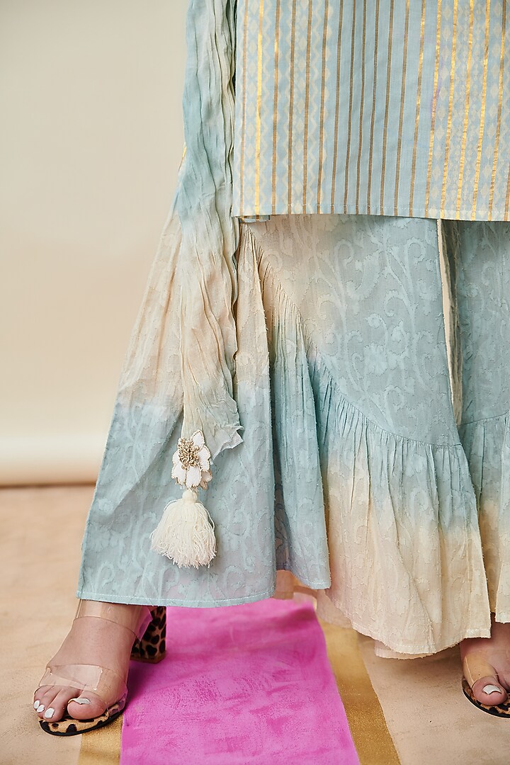 Pastel Blue Kurta Set by Cin Cin at Pernia's Pop Up Shop