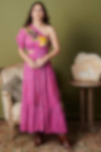 Hot Pink One-Shoulder Maxi Summer Dress by Cin Cin at Pernia's Pop Up Shop