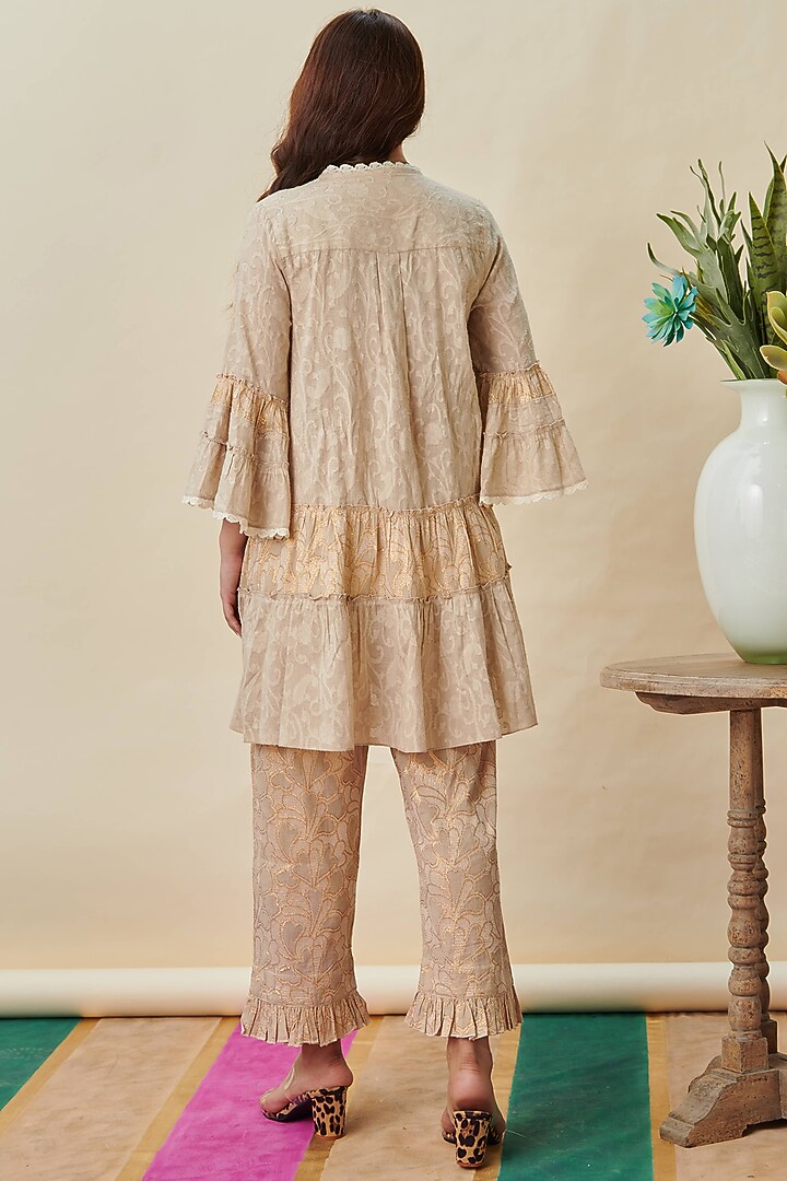 Beige A-Line Circular Kurta Set by Cin Cin at Pernia's Pop Up Shop
