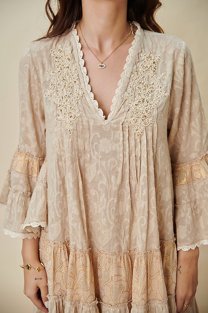 Beige A-Line Circular Kurta Set by Cin Cin at Pernia's Pop Up Shop