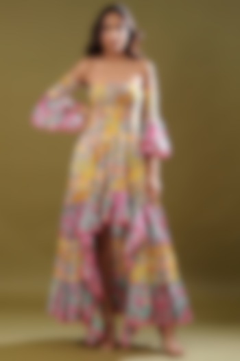 Yellow Cotton Printed Off-Shoulder Summer Dress by Cin Cin at Pernia's Pop Up Shop