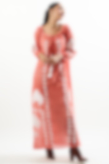 Coral Cotton Embroidered Maxi Dress by Cin Cin at Pernia's Pop Up Shop