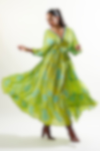 Lime Green Cotton Maxi Dress by Cin Cin