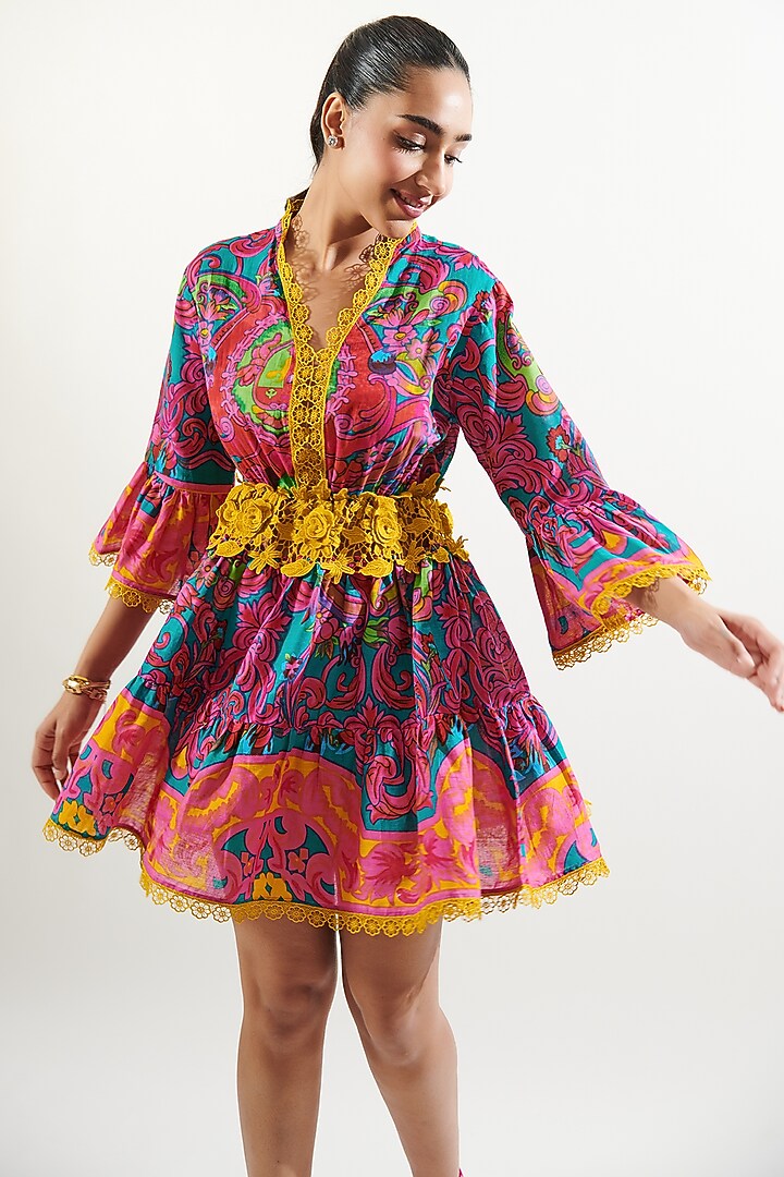 Magenta Pink Cotton Floral Printed Summer Dress by Cin Cin at Pernia's Pop Up Shop