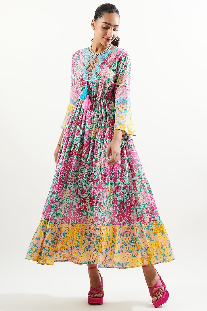  Pink Cotton Printed Floral Printed Kurta Dress by Cin Cin at Pernia's Pop Up Shop