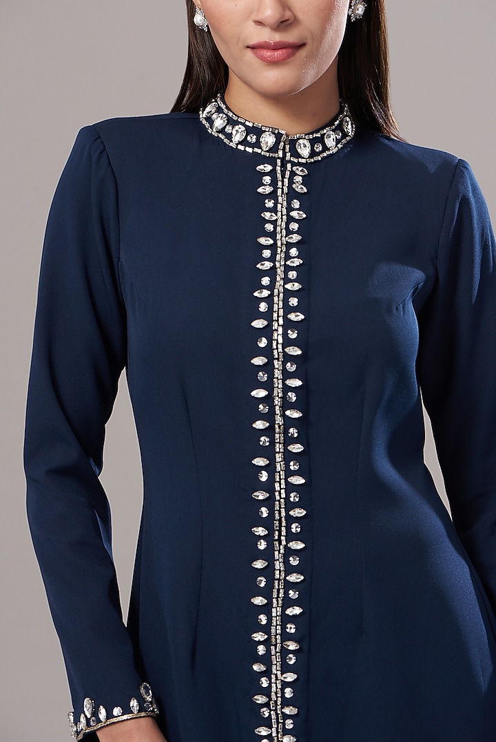 Blue Embellished Mini Summer Dress by Cin Cin at Pernia's Pop Up Shop