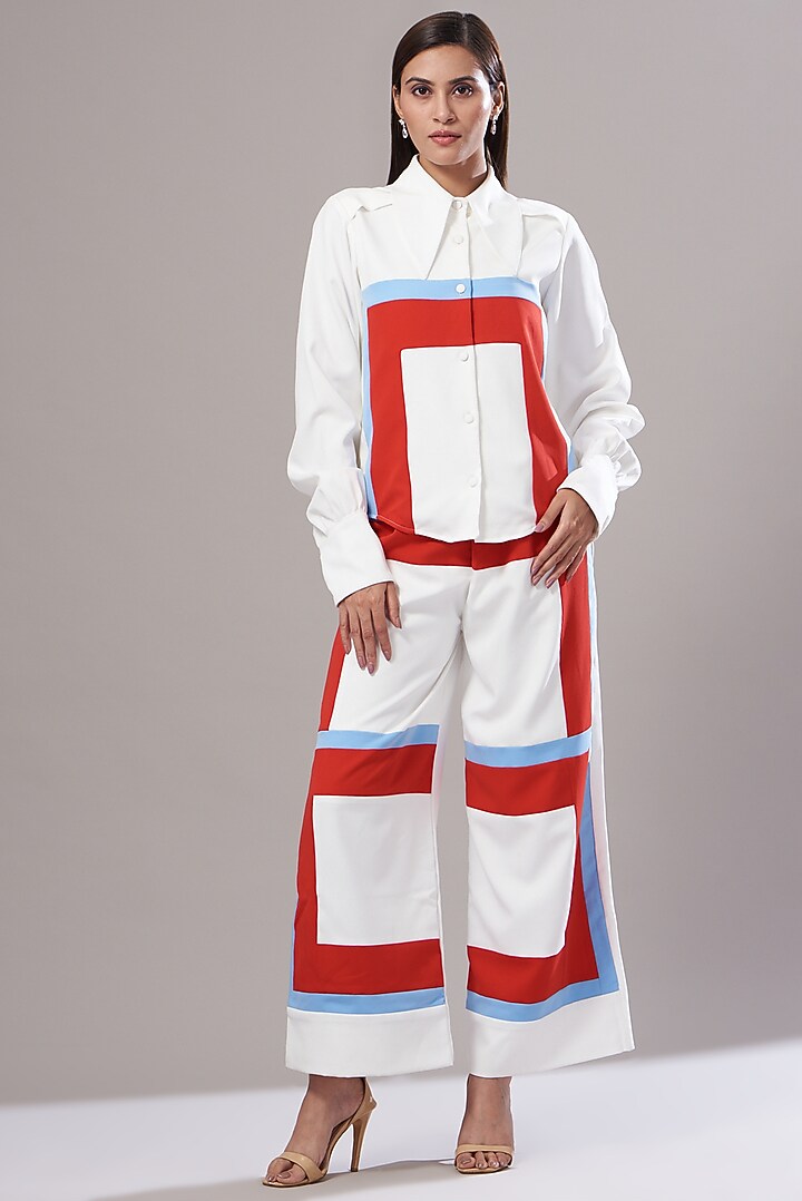 White & Red Banana Crepe Pant Set by Cin Cin at Pernia's Pop Up Shop