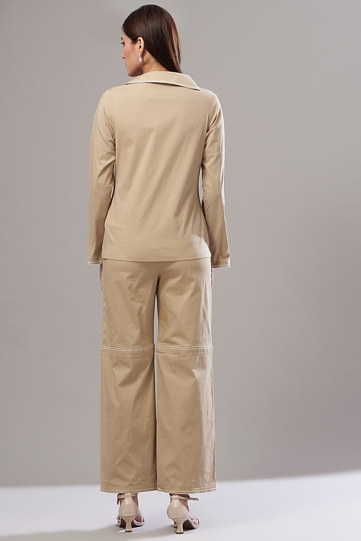 Brown Poplin Wide Pant Set by Cin Cin at Pernia's Pop Up Shop