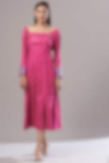 Fuchsia Poplin Midi Dress by Cin Cin