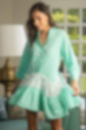 Turquoise Embroidered Summer Dress by Cin Cin at Pernia's Pop Up Shop