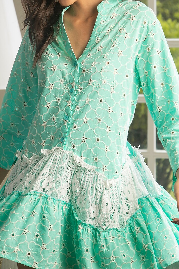 Turquoise Embroidered Summer Dress by Cin Cin at Pernia's Pop Up Shop