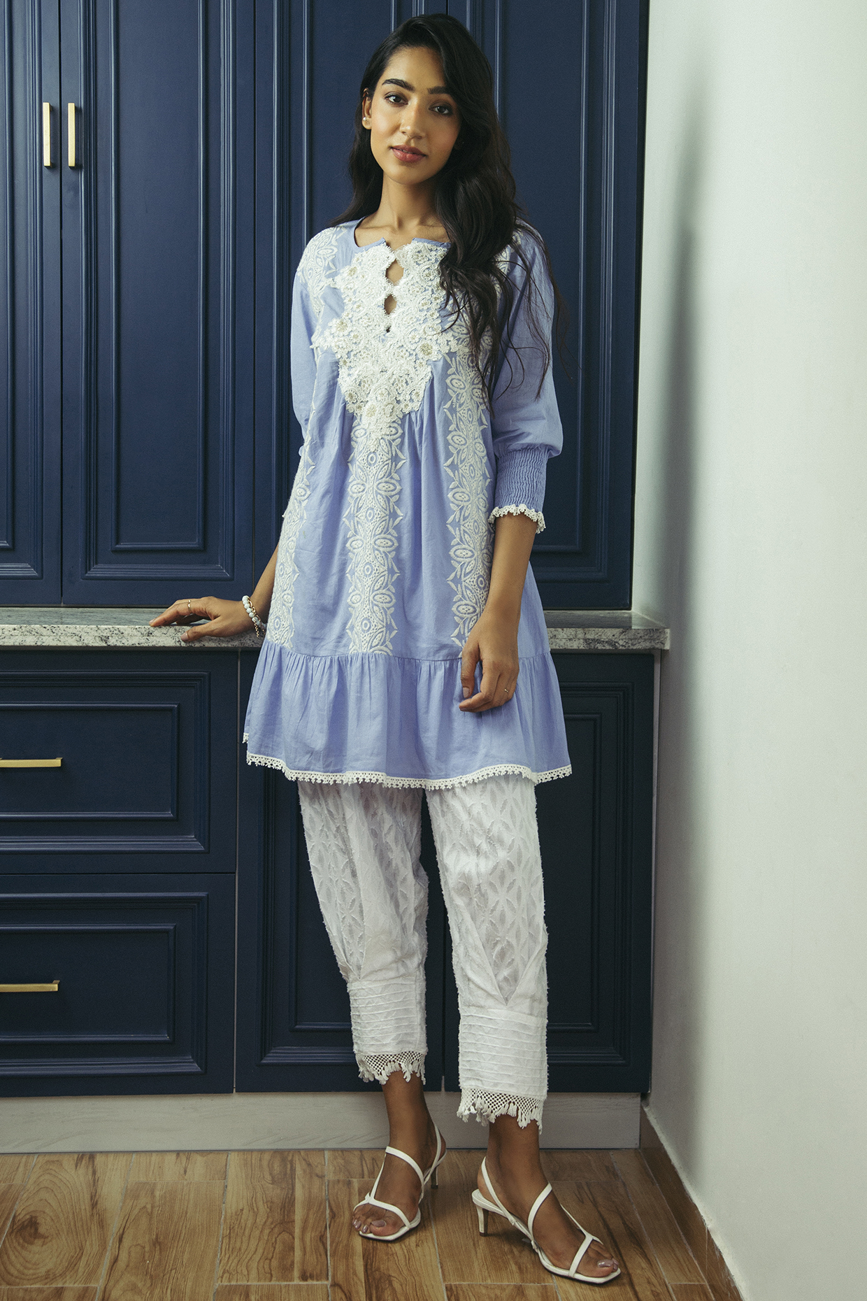 Periwinkle Blue Printed Tunic Set by Cin Cin at Pernia's Pop Up Shop