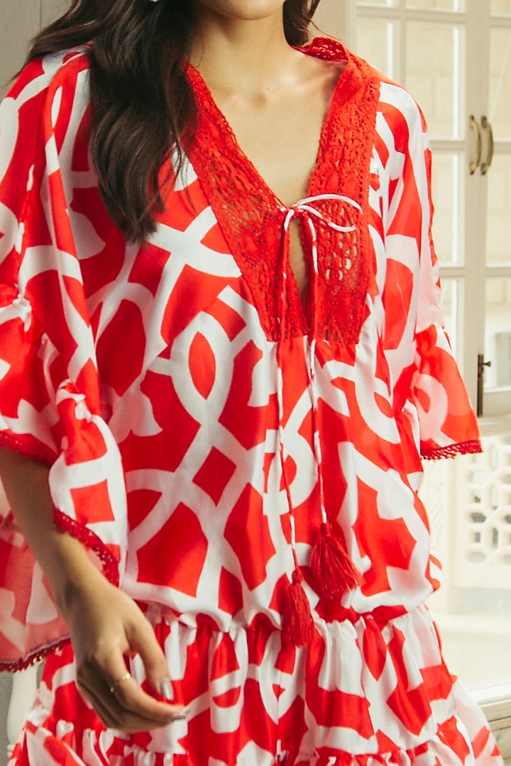 Red Floral Printed Mini Summer Dress by Cin Cin at Pernia's Pop Up Shop