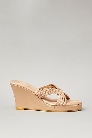 Blush Pink PU Wedges by Cinderella by Heena Yusuf