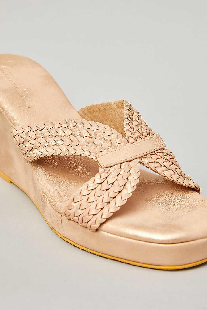 Blush Pink PU Wedges by Cinderella by Heena Yusuf at Pernia's Pop Up Shop