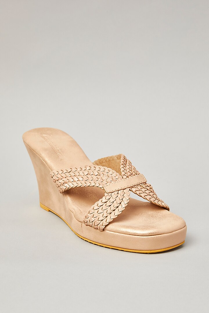 Blush Pink PU Wedges by Cinderella by Heena Yusuf at Pernia's Pop Up Shop