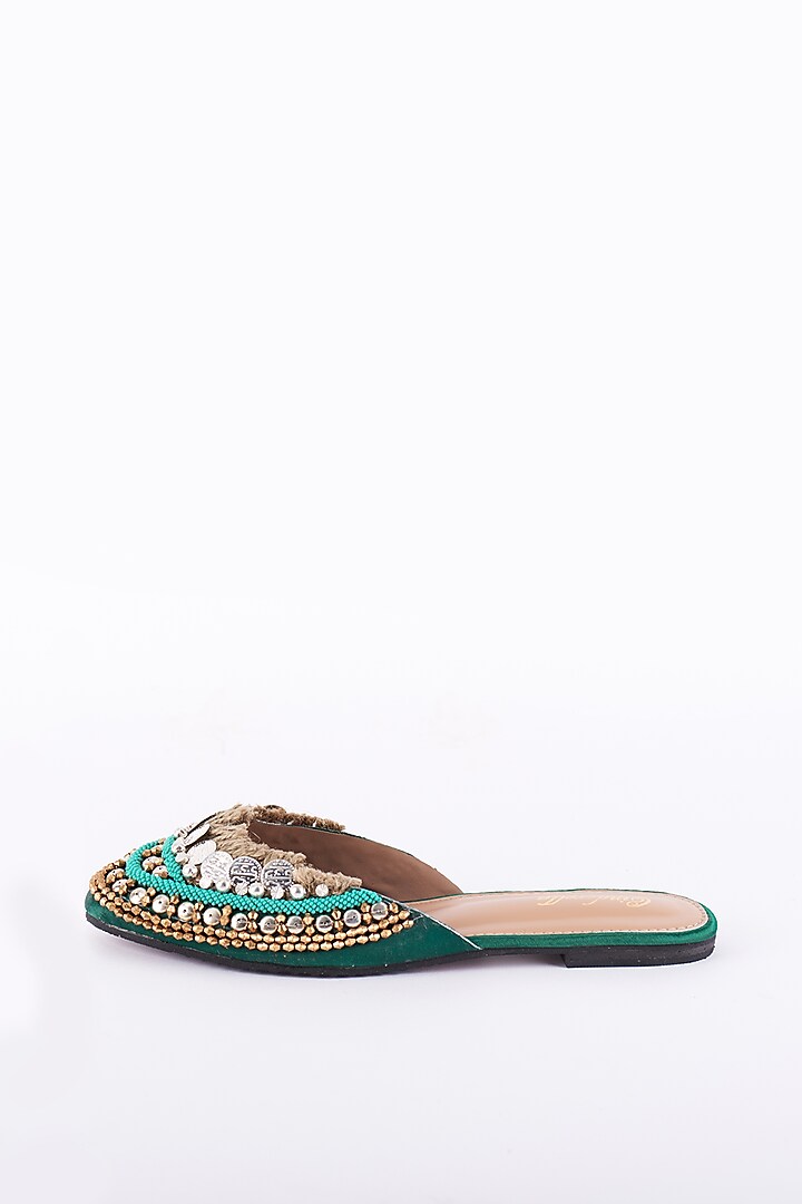 Blue Embroidered Mojris by Cinderella by Heena Yusuf