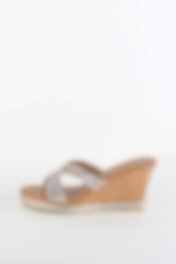 Silver & Gold Braided Wedges by Cinderella by Heena Yusuf at Pernia's Pop Up Shop