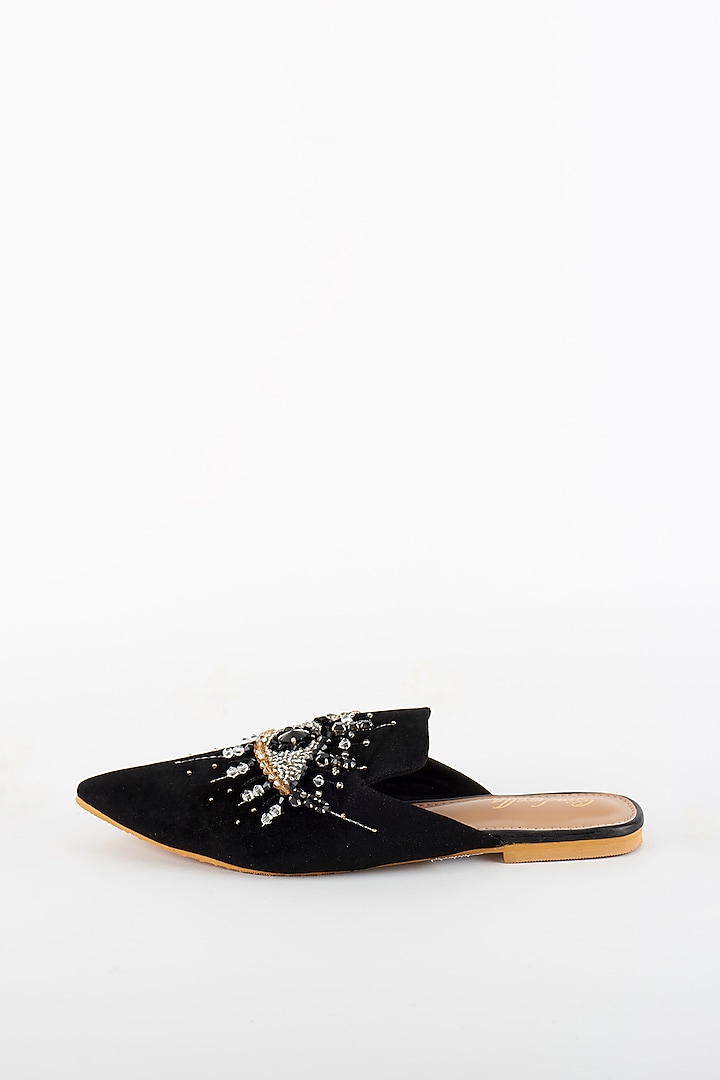 Black Embroidered Mojris by Cinderella by Heena Yusuf