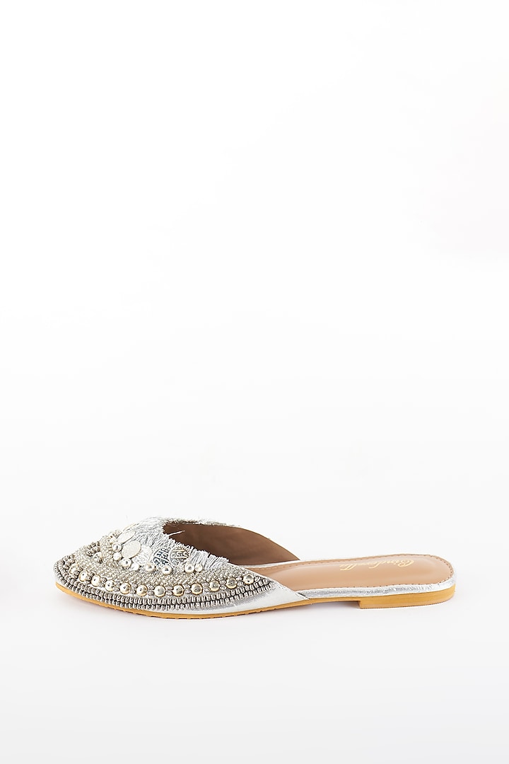 Silver Embroidered Mojris by Cinderella by Heena Yusuf