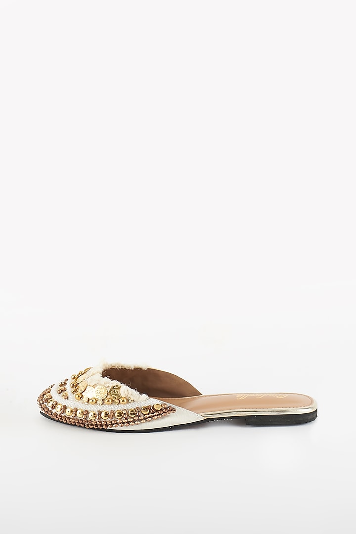 Ivory Embroidered Flats by Cinderella by Heena Yusuf