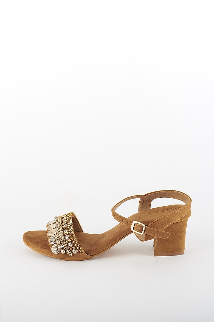 Tan Polyurethane Sandals by Cinderella by Heena Yusuf