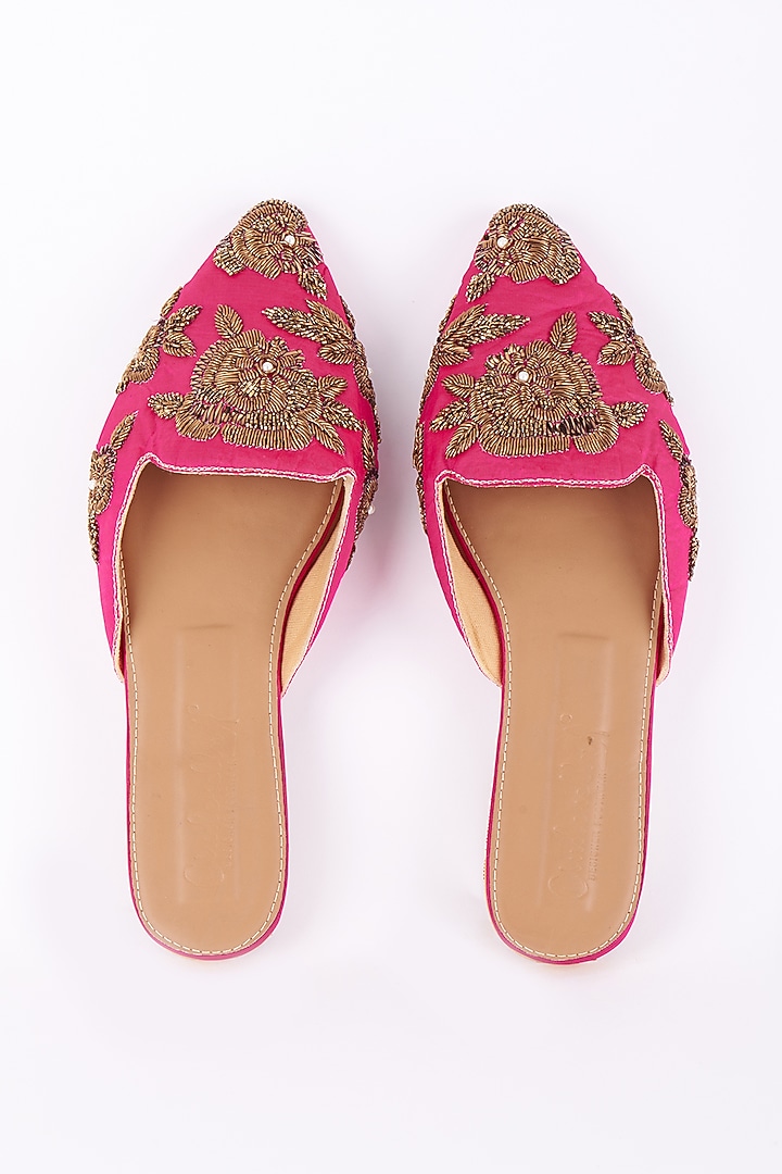 Pink Shimmer Mojris by Cinderella by Heena Yusuf at Pernia's Pop Up Shop