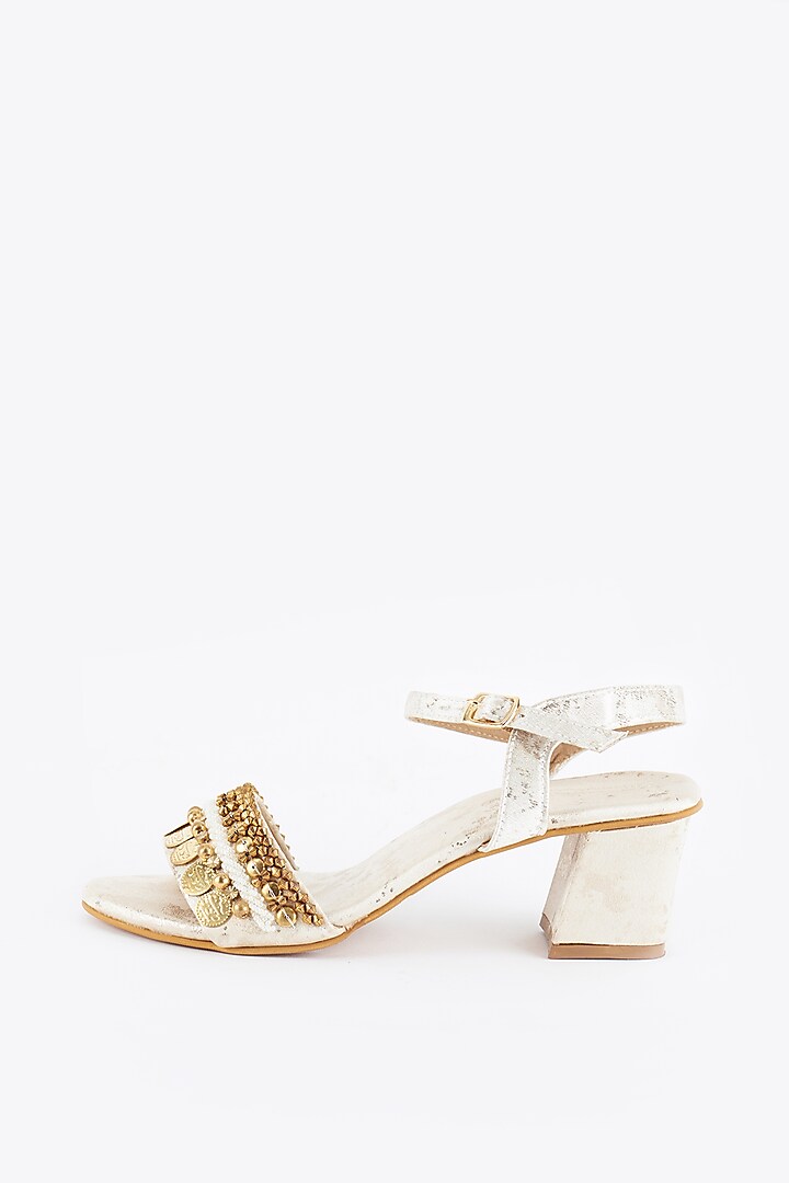 Ivory Shimmer Sandals by Cinderella by Heena Yusuf